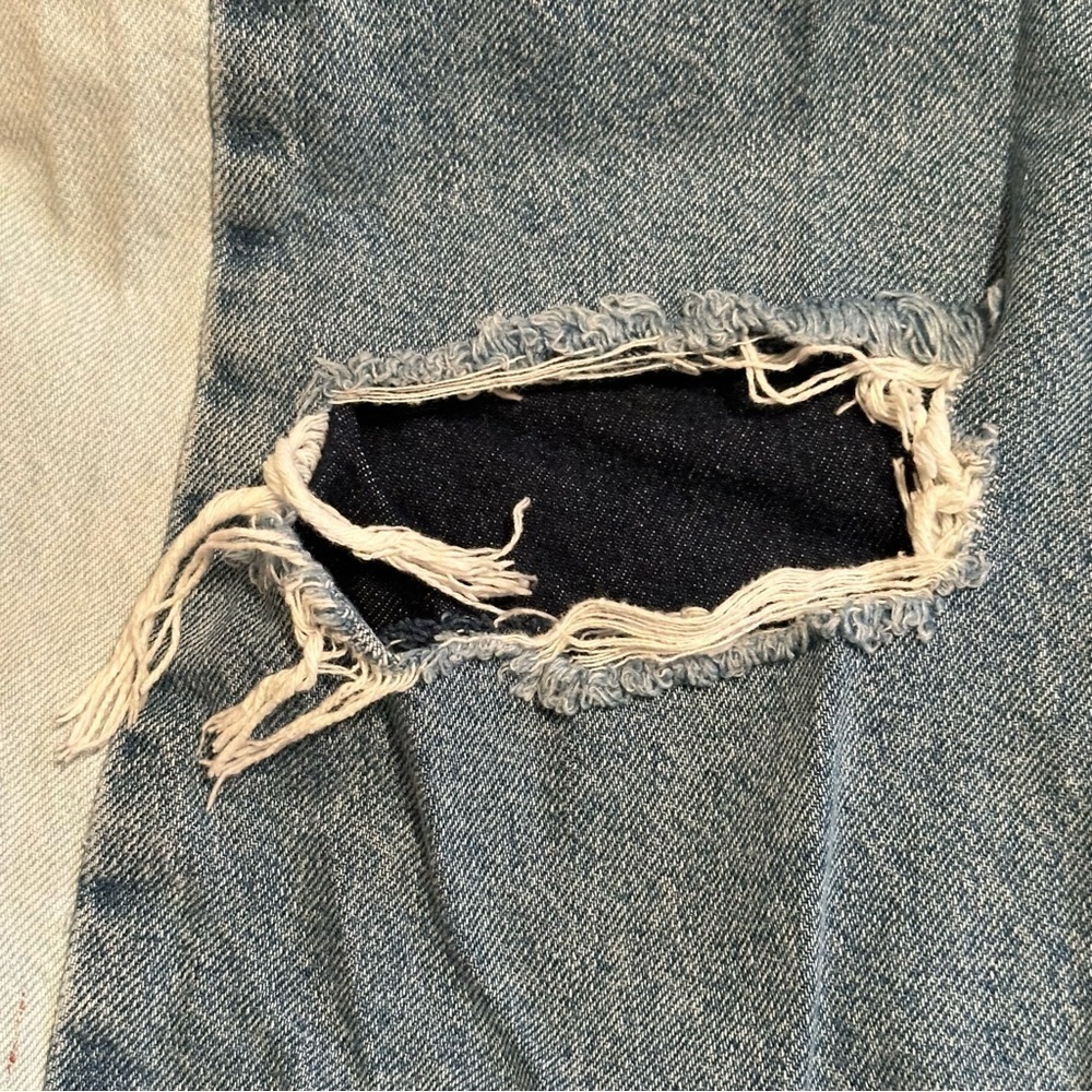 Forever 21 Jeans Womens 29 Light Wash Low Rise Wide Leg Patchwork Distressed - Picture 11 of 13
